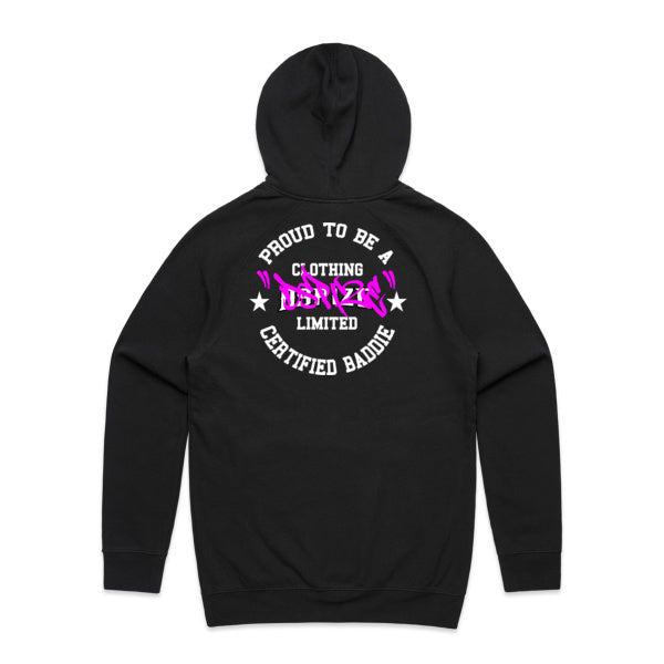 DCL Certified Baddie Pink Tag Black Hood